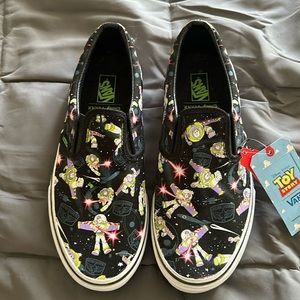 Vans, buzz lightyear slip Ons, size 5.5(kids/mens)/ 7 womens